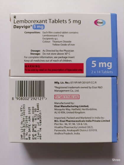 Lemborexant 5 mg tablets